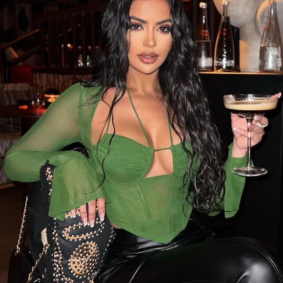 Fashion Nova Tops - Elegant Green Sheer Women's Top